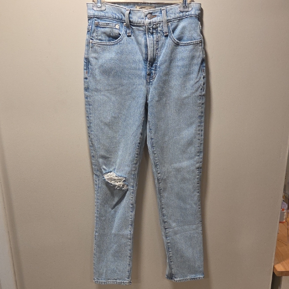 Madewell Perfect Vintage Crop Light Blue Distressed Women's Jeans